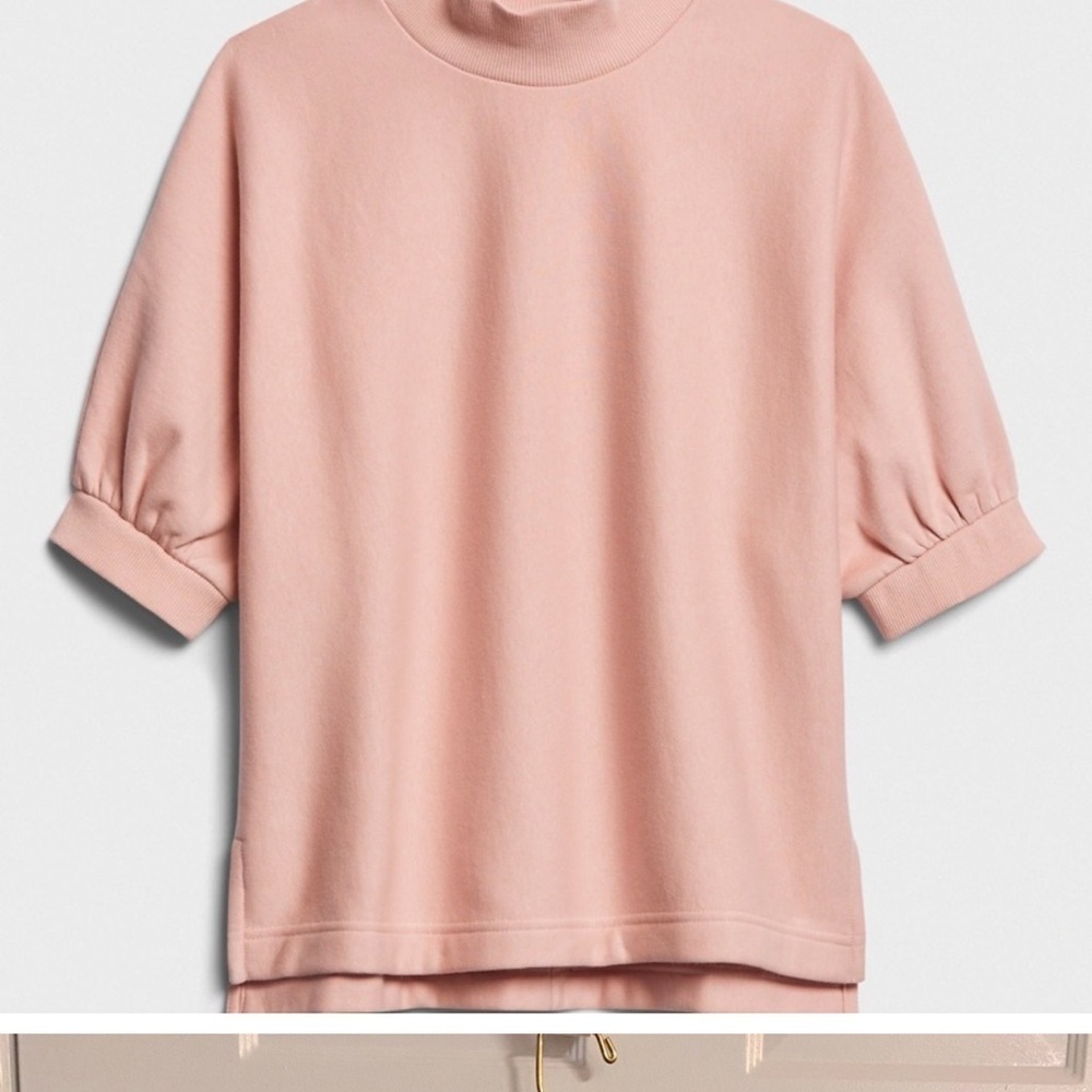 Banana Republic Puff-Sleeve Mock Neck Fleece Sweatshirt | Size Medium - Picture 4 of 13